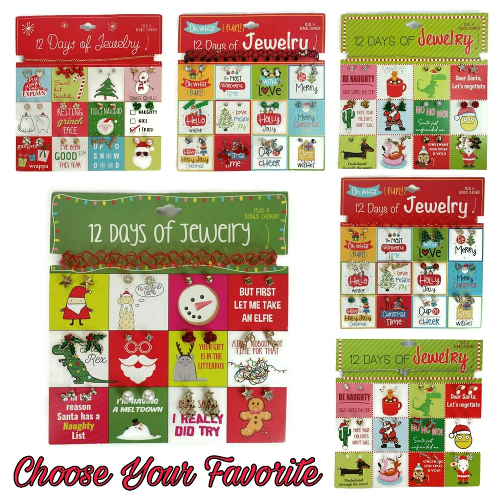 12 Days of Jewelry Christmas Holiday Earrings Set